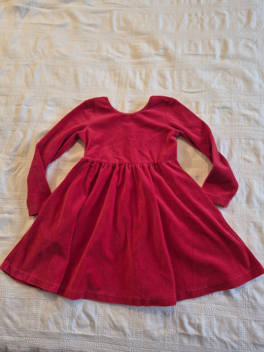 Hanna Andersson girls size 4 or 100 red velour dress VGUC